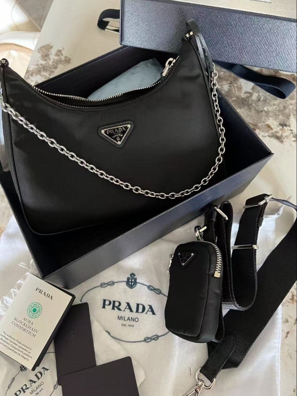 Prada Black Nylon Re‑Edition 2005 Handbag